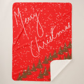 Hand-Drawn Merry Christmas シェルパブランケット (正面)