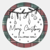 Hand Drawn Merry Christmas ラウンドシール (正面)