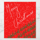 Hand-Drawn Merry Christmas ワインラベル (シングルラベル)