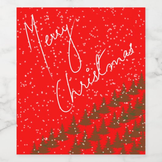 Hand-Drawn Merry Christmas ワインラベル (シングルラベル)