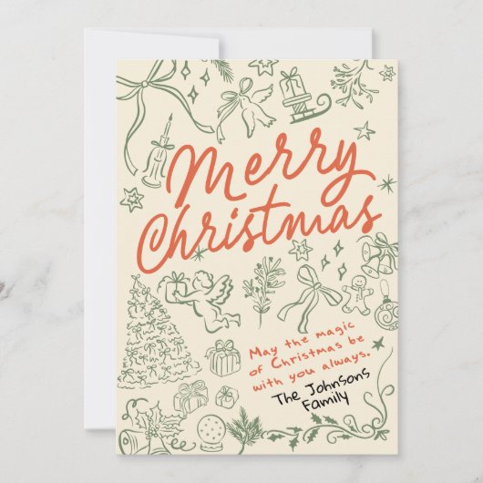 Hand Drawn Merry Christmas Card シーズンカード (正面)
