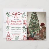 Hand Drawn Merry Little Baby Shower Photo 招待状 (正面)