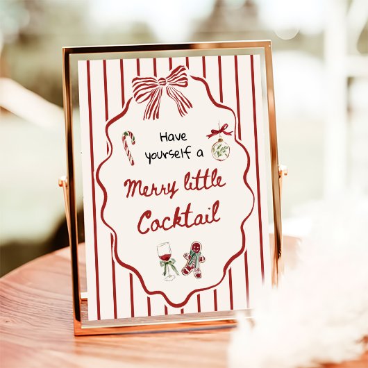 Hand Drawn Merry Little Cocktail Christmas Bar ポスター