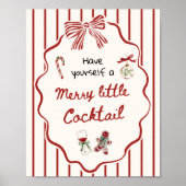 Hand Drawn Merry Little Cocktail Christmas Bar ポスター (正面)