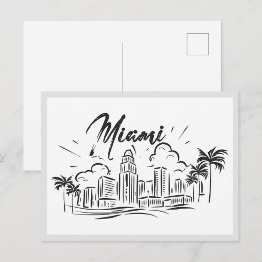 Hand drawn Miami Florida USA ポストカード (正面/裏面)