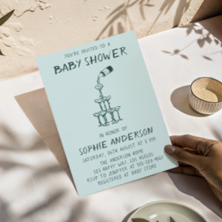 Hand Drawn Minimalist Baby Shower Party  招待状