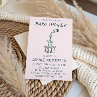 Hand Drawn Minimalist Baby Shower Party  招待状