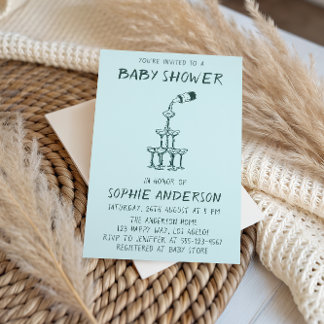 Hand Drawn Minimalist Baby Shower Party  招待状