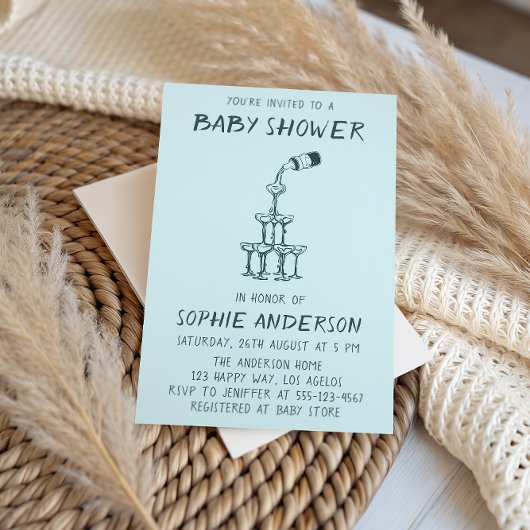 Hand Drawn Minimalist Baby Shower Party  招待状