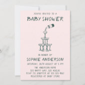 Hand Drawn Minimalist Baby Shower Party  招待状 (正面)