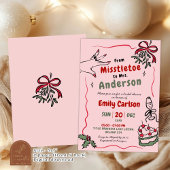 Hand Drawn Misstletoe to Mrs Bow Bridal Shower 招待状