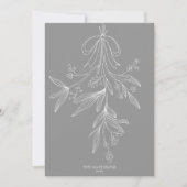 Hand Drawn Mistletoe & Bow Christmas Dusty Gray シーズンカード (正面)