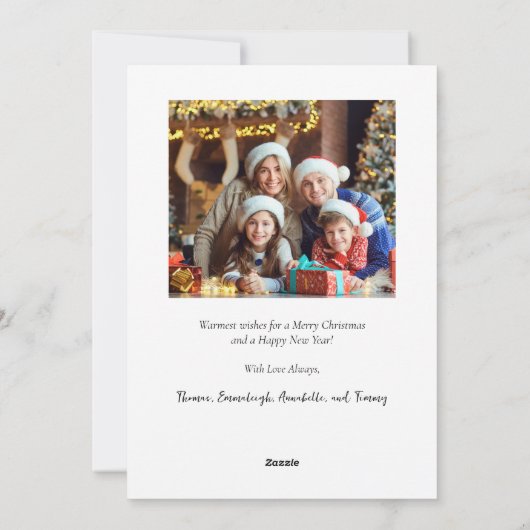 Hand Drawn Mistletoe & Bow Christmas Dusty Green シーズンカード (裏面)