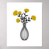Hand-Drawn Mixed Media Flowers in Vase ポスター (正面)