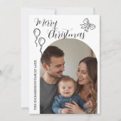 Hand Drawn Modern Merry Christmas Photo シーズンカード (正面)