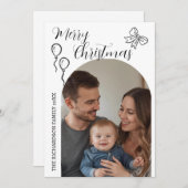 Hand Drawn Modern Merry Christmas Photo シーズンカード (正面/裏面)