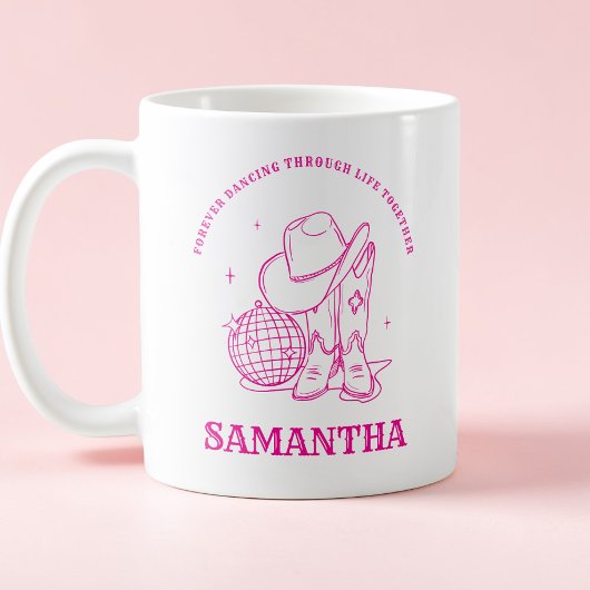 Hand Drawn Modern Pink Western Best Friend コーヒーマグカップ