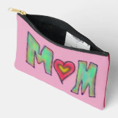 Hand Drawn MOM Pink Red Two Sided アクセサリーポーチ (見開き)