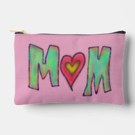 Hand Drawn MOM Pink Red Two Sided アクセサリーポーチ