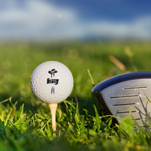 Hand-Drawn Monogrammed Modern Golf Clubs Custom ゴルフボール