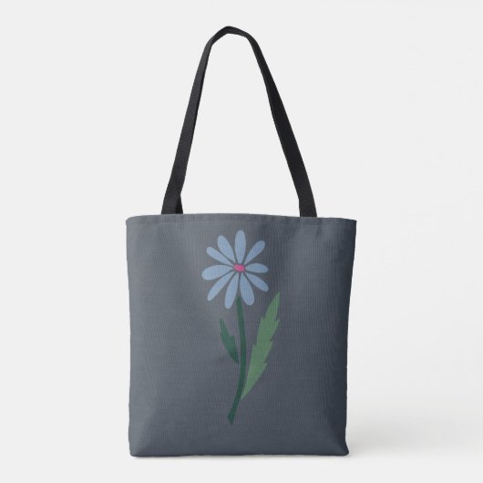 Hand Drawn Moody Boho Blue Floral Monogram Gray トートバッグ (裏面)
