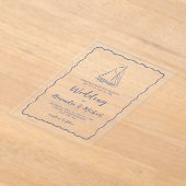 Hand Drawn Nautical Sailboat Navy Blue Wedding アクリル招待状 (レイダウン)