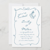 Hand Drawn Nautical Wedding Save The Date 招待状 (正面)