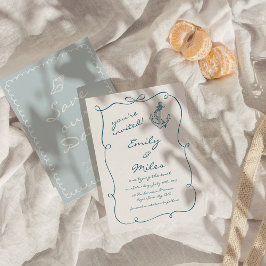 Hand Drawn Nautical Wedding Save The Date 招待状