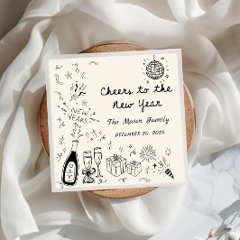 Hand Drawn New Year's Eve Party Napkins  スタンダードランチョンナプキン