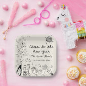 Hand Drawn New Year's Eve Party Paper Plates  ペーパープレート (パーティー)