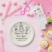 Hand Drawn New Year's Eve Party Paper Plates  ペーパープレート (パーティー)