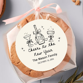 Hand Drawn New Year's Eve Party Sticker ラウンドシール