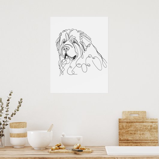 Hand Drawn Newfoundland Minimalist Line Art ポスター (キッチン)