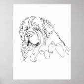 Hand Drawn Newfoundland Minimalist Line Art ポスター (正面)