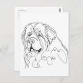 Hand Drawn Newfoundland Minimalist Line Art ポストカード (正面/裏面)