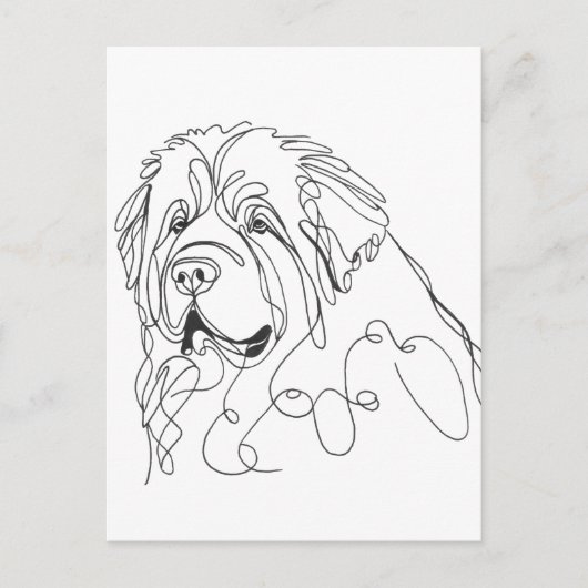 Hand Drawn Newfoundland Minimalist Line Art ポストカード (正面)