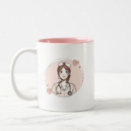 Hand Drawn Nurse Mug Personalized Gift ツートーンマグカップ