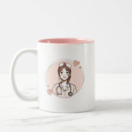 Hand Drawn Nurse Mug Personalized Gift ツートーンマグカップ (左)