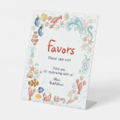 Hand-drawn ocean She Is Catch Bridal Shower Favor 台座サイン (正面)