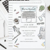 Hand Drawn Office Moving Announcement 案内状