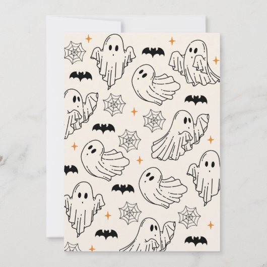 Hand-drawn Orange A Little Boo Baby Shower 招待状 (裏面)