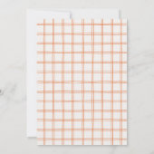 Hand Drawn Orange Gingham Bow Neutral Baby Shower サンキューカード (裏面)