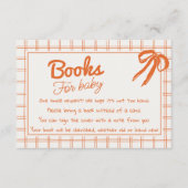 Hand Drawn Orange Neutral Gingham Bow Book Request エンクロージャーカード (正面)