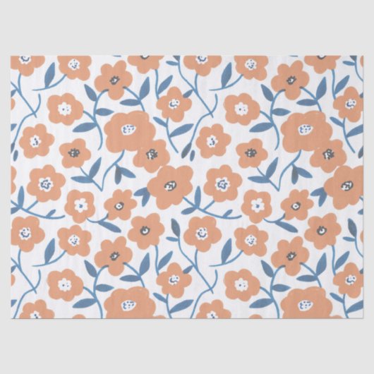 Hand-drawn Orange Wildflowers 薄葉紙 (正面)