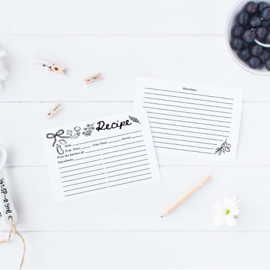 Hand Drawn Organic vegetables Recipe Card