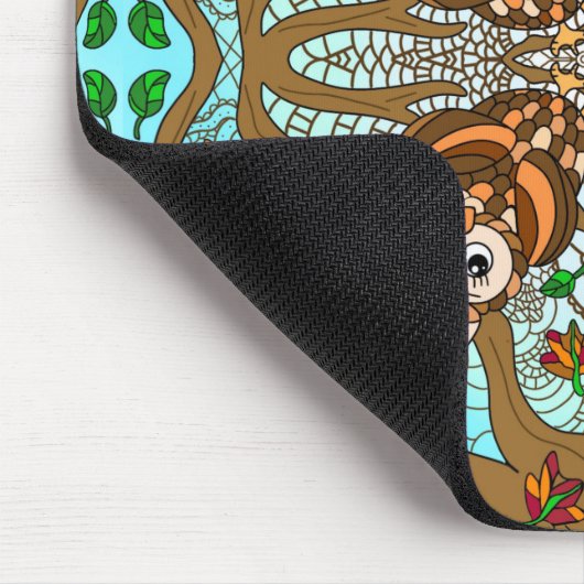 Hand Drawn Owl Mandala Artwork  マウスパッド (コーナー)