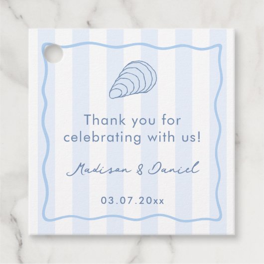 Hand Drawn Oyster Roast Couples Bridal Shower フェイバータグ (正面)