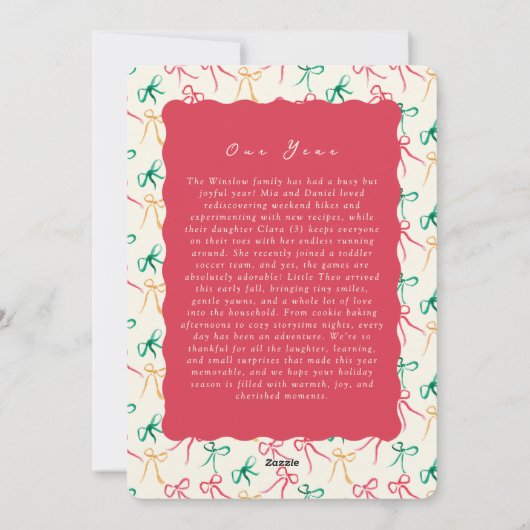 Hand Drawn Painted Ribbon Bow Tree Holiday Card  シーズンカード (裏面)