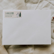 Hand Drawn Painted Snowman Christmas Tree Address
