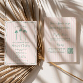Hand-Drawn Palm Springs Pink Green Bridal Shower 招待状
